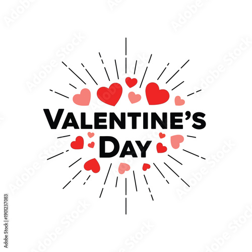 Valentines day celebration with hearts and lines