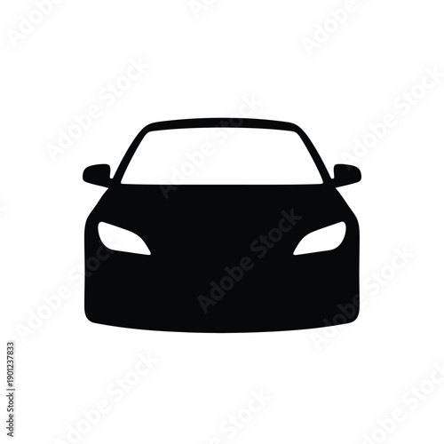 Black silhouette of a modern car with sleek design and headlights