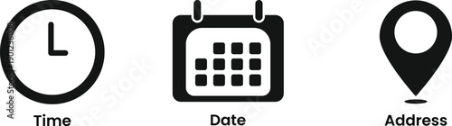 Time Date Address vector symbol in black color