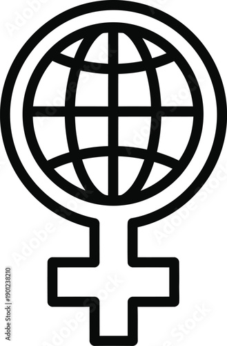 Global feminism symbol combining gender equality and world unity