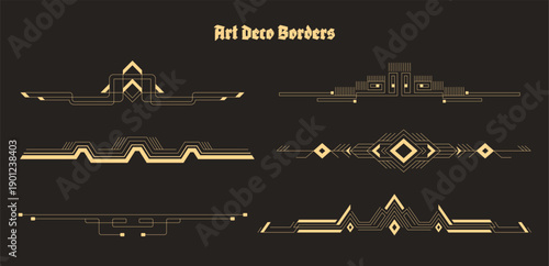 Art Deco decorative borders set. Vector.