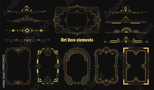 Art Deco decorative frames and borders. Vector.