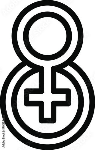 Venus symbol merged with number 8 forming a double gender symbol