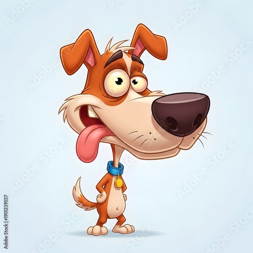 Wallpaper Mural A cartoon dog with a happy expression standing and looking to the side with a blue collar around its neck Torontodigital.ca