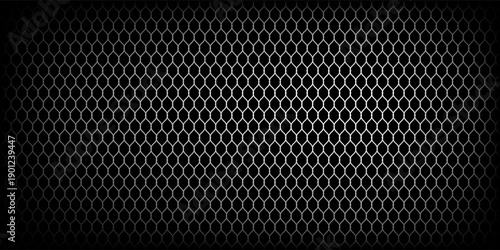 Black iron speaker grid texture. metal steel grid with polygon holes reflection on black background. abstract polygonal pattern background. abstract decoration