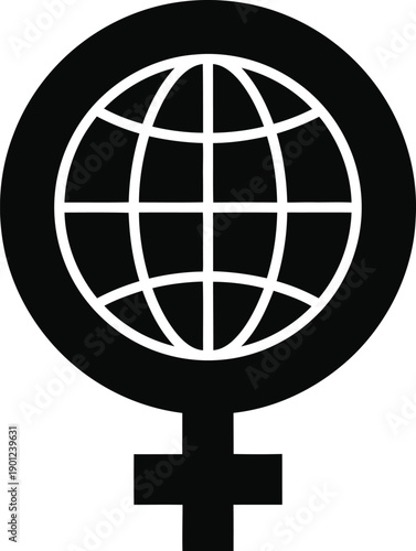 Venus symbol combined with a globe representing global feminism or women's rights