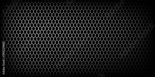 Black iron speaker grid texture. metal steel grid with polygon holes reflection on black background. abstract polygonal pattern background. modern design