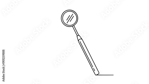 Minimalist dental mirror line art dentist checkup medical icon vector