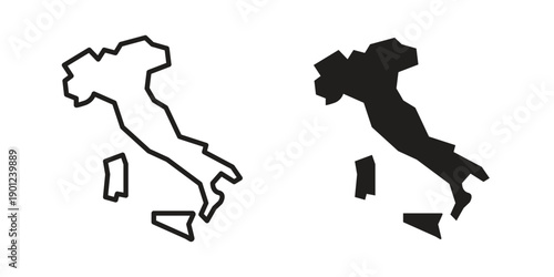 Italy map icon for mobile concept and web apps, editable stroke