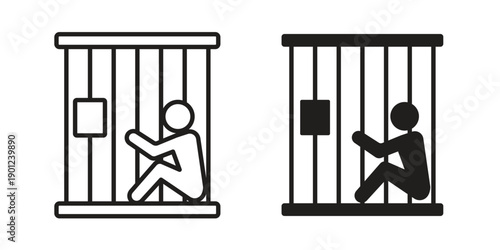 Jail icon for mobile concept and web apps, editable stroke