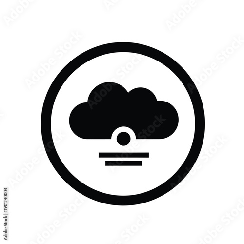 Black cloud icon with a line underneath in a circle
