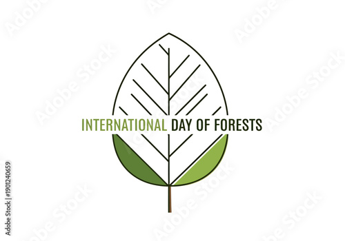 International Day of Forests stylized leaf graphic celebrating nature conservation and environmental awareness for global sustainability initiatives