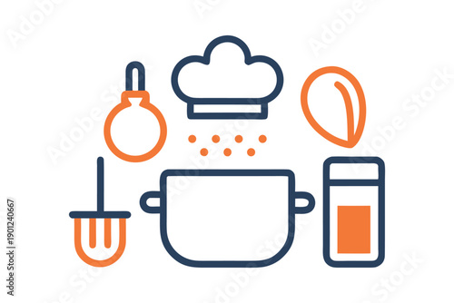 vector illustration of a set of kitchen utensils