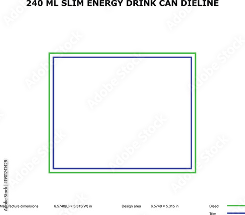 A technical diagram of a 240 ml slim energy drink can dieline