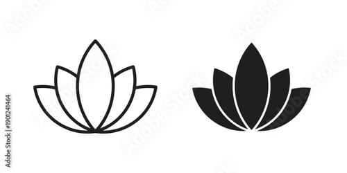 Lotus flower icon for mobile concept and web apps, editable stroke