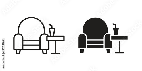 Lounge icon for mobile concept and web apps, editable stroke