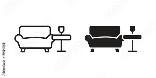 Lounge icon for mobile concept and web apps, editable stroke