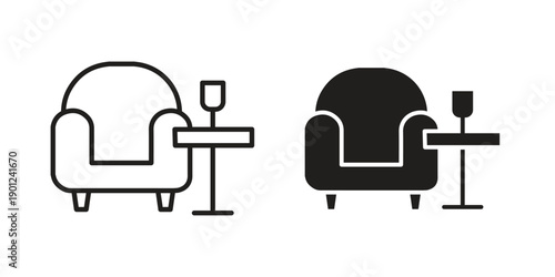 Lounge icon for mobile concept and web apps, editable stroke