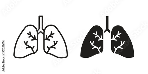 Lungs icon for mobile concept and web apps, editable stroke