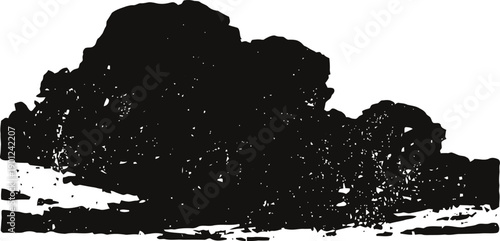 black abstract ink blotch shape isolated on white background grunge texture