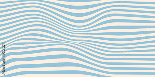Blue and beige diagonal wavy lines seamless pattern. Simple vector abstract liquid stripes background. Funky groovy texture with diagonal waves, fluid shapes, flow. Stylish repeated decorative design