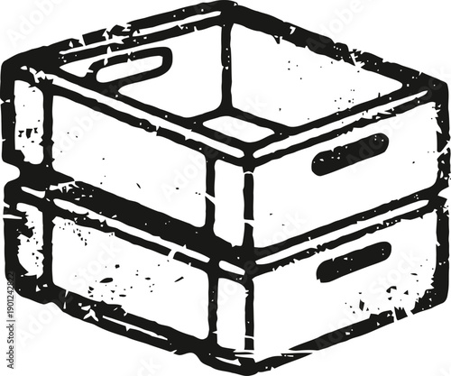 grunge wooden crate illustration with distressed texture and vintage look