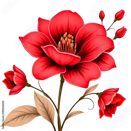 floral, branch, flowers, flower, buds, red, blossom, bloom, petals, botanical, plant, nature, flora, garden, spring, summer, natural, organic, fresh, decorative, ornament, elegant, beauty, romantic, d