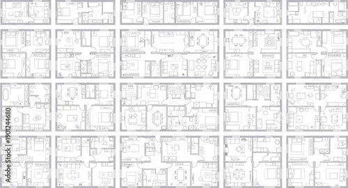 A grayscale blueprint or architectural plan image isolated on transparent background
