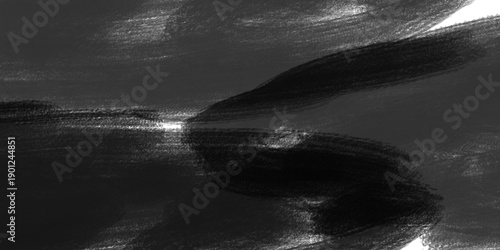 Obraz na plátně Black and white abstract background with shiny streaks and smudges isolated on t