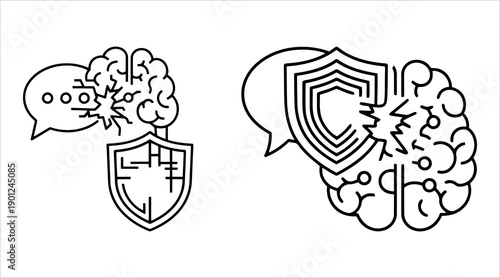 Protected artificial intelligence brain icons for secure cognitive computing and data privacy