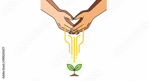 Diverse Hands Nurturing Growth and Sustainability. Concept of Collaboration, ESG Investment, and Future Development Symbol.