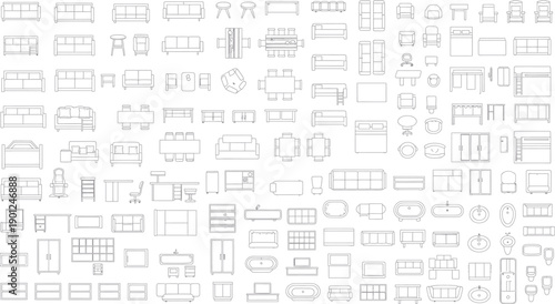 Isolated architectural blueprint details on transparent background