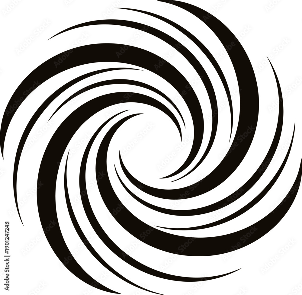 Fototapeta premium A black and white spiral design with curved lines forming a circular pattern
