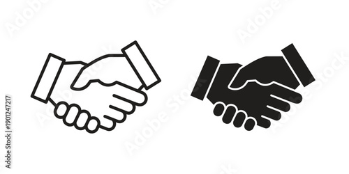 Shake hands icon for mobile concept and web apps, editable stroke