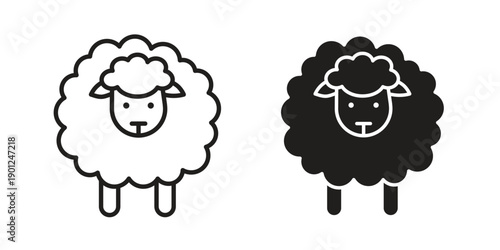 Sheep icon for mobile concept and web apps, editable stroke