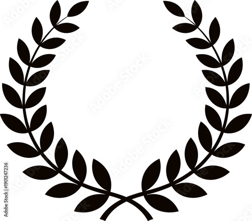 Laurel wreath silhouette on white background symbolizing achievement and honor