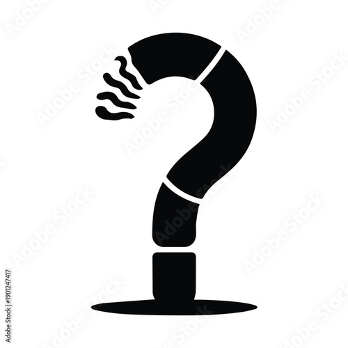 Mysterious question mark with smoke rising