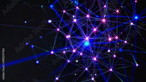 Abstract Luminous Digital Network with Glowing Connections