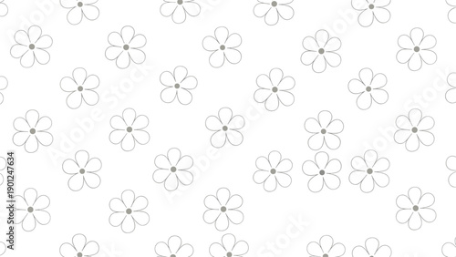Floral seamless pattern with simple hand-drawn white flowers on a clean background for elegant fabric and wallpaper design.
