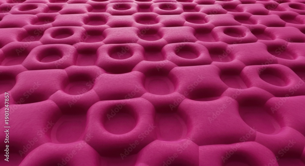 Obraz premium Closeup of pink mattress with honeycomb pattern and circular indentations
