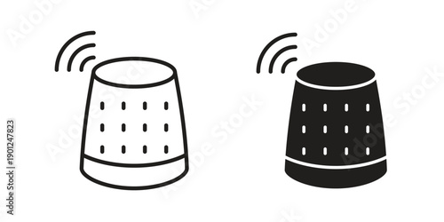 Smart speaker icon for mobile concept and web apps, editable stroke