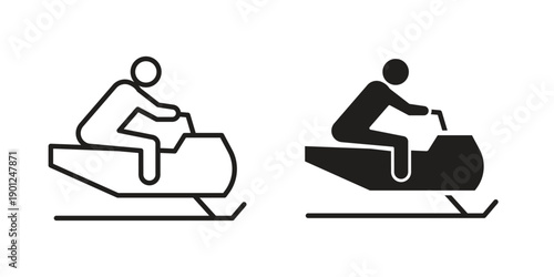 Snowmobile sport icon for mobile concept and web apps, editable stroke