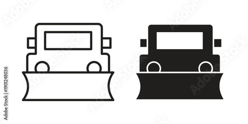 Snowplow icon for mobile concept and web apps, editable stroke