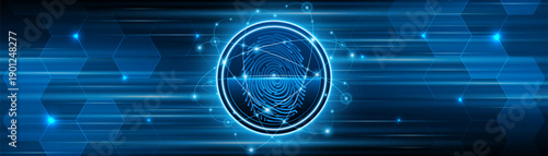 Abstract technology circuit board background. Fingerprint scanning cybersecurity concept. modern technology innovation concept background
