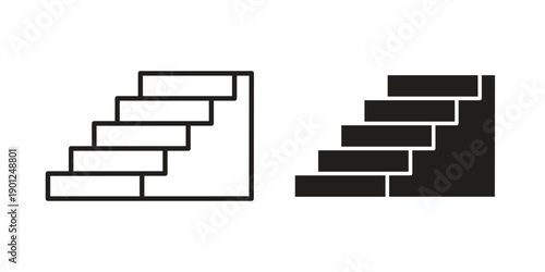 Stairs icon for mobile concept and web apps, editable stroke