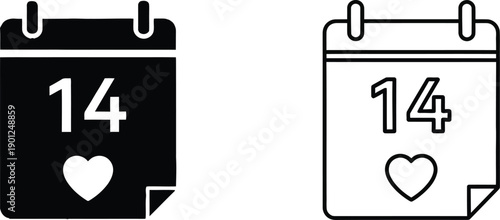 A calendar icon with the date 14 and a heart symbol