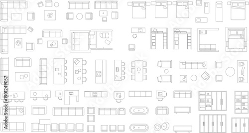 Blueprint technical drawing isolated on transparent background