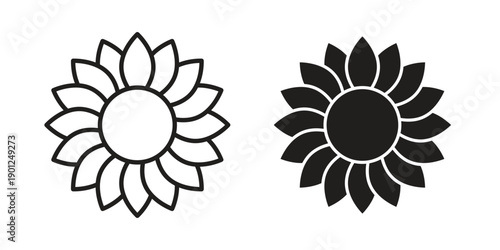 Sunflower icon for mobile concept and web apps, editable stroke