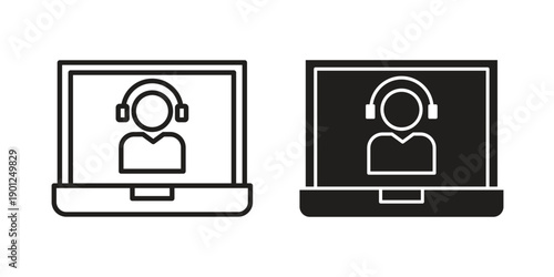 Tech support icon for mobile concept and web apps, editable stroke