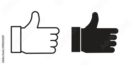 Thumb up icon for mobile concept and web apps, editable stroke